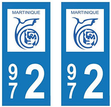 supstick 2 STICKERS AUTOCOLLANT PLAQUE IMMATRICULATION DEPT 972 Région Martinique format rectangulaire - supstick.fr