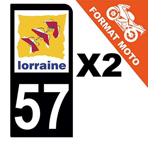 Supstick 2 Stickers Autocollants Plaques Immatriculation Moto Dept 57 Lorraine Noir 1 Angle Arrondi