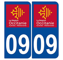 Supstick 2 Stickers Autocollants Plaques Immatriculation Auto Dept 09 Occitanie Bleu Foncé Angles Arrondis