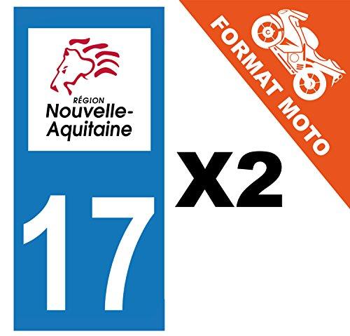 supstick 2 Stickers Autocollant Plaque IMMATRICULATION Moto DEPT 17 Nouvelle-Aquitaine Format rectangulaire - supstick.fr