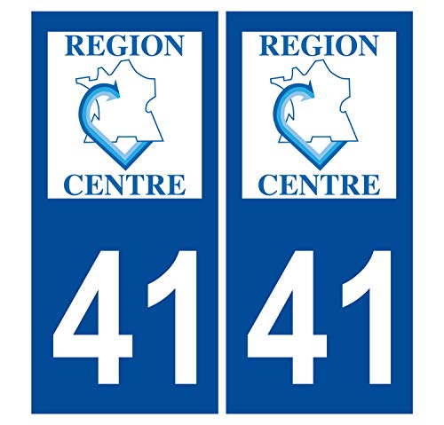 Supstick 2 Stickers Autocollants Plaques Immatriculation Auto Dept 41 Centre Bleu Foncé Angles Carrés