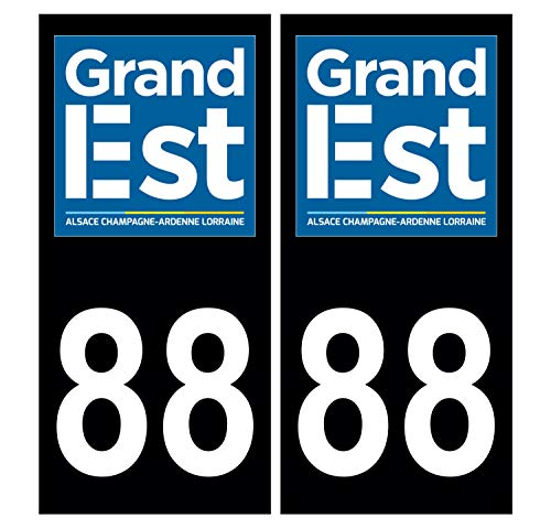 Supstick 2 Stickers Autocollants Plaques Immatriculation Auto Dept 88 Grand Est Noir Angles Carrés