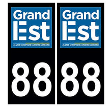 Supstick 2 Stickers Autocollants Plaques Immatriculation Auto Dept 88 Grand Est Noir Angles Carrés