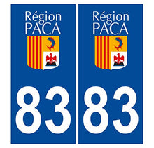 Supstick 2 Stickers Autocollants Plaques Immatriculation Auto Dept 83 Paca Bleu Foncé Angles Carrés