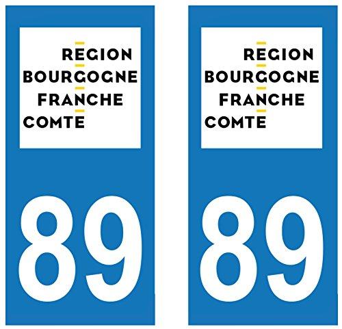 supstick 2 STICKERS AUTOCOLLANT PLAQUE IMMATRICULATION DEPT 89 region Bourgogne-Franche-Comté format rectangulaire - supstick.fr