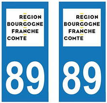 supstick 2 STICKERS AUTOCOLLANT PLAQUE IMMATRICULATION DEPT 89 region Bourgogne-Franche-Comté format rectangulaire - supstick.fr