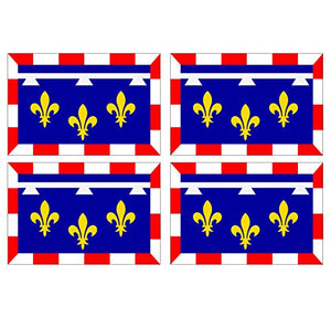 Supstick Lot de 4 Autocollants Stickers Drapeau de département région française région Centre Format 6x4cm