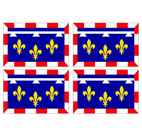 Supstick Lot de 4 Autocollants Stickers Drapeau de département région française région Centre Format 12x8cm
