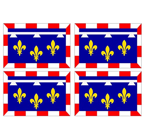 Supstick Lot de 4 Autocollants Stickers Drapeau de département région française région Centre Format 12x8cm