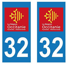 supstick 2 Stickers Autocollant Plaque IMMATRICULATION DEPT 32 Région Occitanie Format rectangulaire - supstick.fr