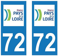 supstick 2 STICKERS AUTOCOLLANT PLAQUE IMMATRICULATION DEPT 72 Région Pays de la Loire format rectangulaire - supstick.fr