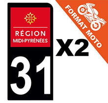 Supstick 2 Stickers Autocollants Plaques Immatriculation Moto Dept 31 Midi Pyrénées Noir 1 Angle Arrondi