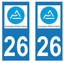 supstick 2 STICKERS AUTOCOLLANT PLAQUE IMMATRICULATION DEPT 26 Auvergne-Rhône-Alpes format rectangulaire - supstick.fr