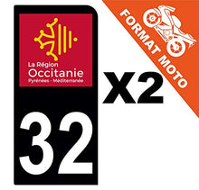 Supstick 2 Stickers Autocollants Plaques Immatriculation Moto Dept 32 Occitanie Noir 1 Angle Arrondi
