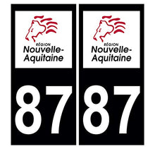 Supstick 2 Stickers Autocollants Plaques Immatriculation Auto Dept 87 Nouvelle Aquitaine Noir Angles Carrés
