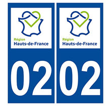 Supstick 2 Stickers Autocollants Plaques Immatriculation Auto Dept 02 Hauts de France Bleu Foncé Angles Carrés