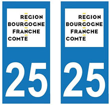 supstick 2 STICKERS AUTOCOLLANT PLAQUE IMMATRICULATION DEPT 25 region Bourgogne-Franche-Comté format rectangulaire - supstick.fr