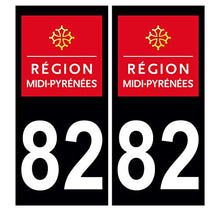 Supstick 2 Stickers Autocollants Plaques Immatriculation Auto Dept 82 Midi Pyrénées Noir Angles Carrés