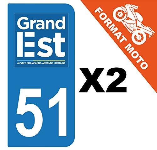 supstick 2 Stickers Autocollant Plaque IMMATRICULATION Moto DEPT 51 Grand Est - supstick.fr