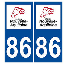 Supstick 2 Stickers Autocollants Plaques Immatriculation Auto Dept 86 Nouvelle Aquitaine Bleu Foncé Angles Carrés