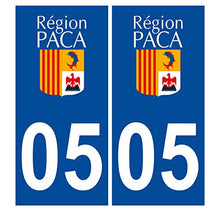 Supstick 2 Stickers Autocollants Plaques Immatriculation Auto Dept 05 Paca Bleu Foncé Angles Carrés