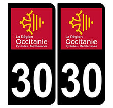 Supstick 2 Stickers Autocollants Plaques Immatriculation Auto Dept 30 Occitanie Noir Angles Arrondis