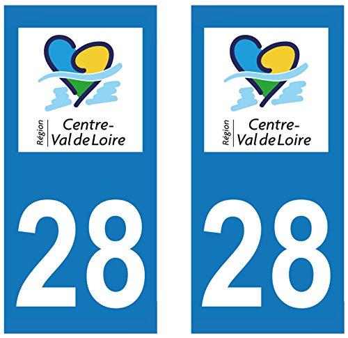 supstick 2 STICKERS AUTOCOLLANT PLAQUE IMMATRICULATION DEPT 28 region Centre-Val de Loire format rectangulaire - supstick.fr