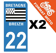 Supstick 2 Stickers Autocollants Plaques Immatriculation Moto Dept 22 Bretagne Breizh Bleu Clair 1 Angle Arrondi