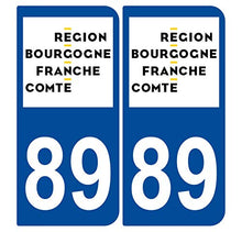 Supstick 2 Stickers Autocollants Plaques Immatriculation Auto Dept 89 Bourgogne Franche Comté Bleu Foncé Angles Arrondis