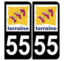 Supstick 2 Stickers Autocollants Plaques Immatriculation Auto Dept 55 Lorraine Noir Angles Arrondis