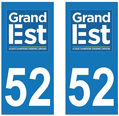 supstick 2 STICKERS AUTOCOLLANT PLAQUE IMMATRICULATION DEPT 52 Grand Est format rectangulaire - supstick.fr