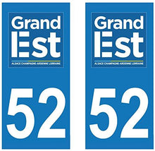 supstick 2 STICKERS AUTOCOLLANT PLAQUE IMMATRICULATION DEPT 52 Grand Est format rectangulaire - supstick.fr
