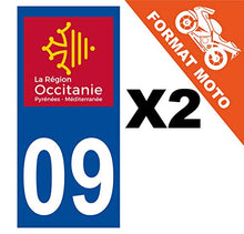 Supstick 2 Stickers Autocollants Plaques Immatriculation Moto Dept 09 Occitanie Bleu Foncé Angles Carrés
