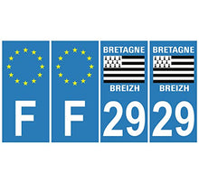 Supstick 4 Stickers Autocollants Plaques Immatriculation Auto Dept 29 Bretagne Breizh Bleu Clair Angles Carrés