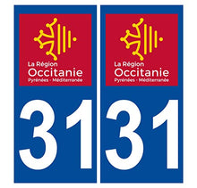 Supstick 2 Stickers Autocollants Plaques Immatriculation Auto Dept 31 Occitanie Bleu Foncé Angles Carrés