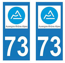 supstick 2 STICKERS AUTOCOLLANT PLAQUE IMMATRICULATION DEPT 73 Auvergne-Rhône-Alpes format rectangulaire - supstick.fr