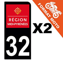 Supstick 2 Stickers Autocollants Plaques Immatriculation Moto Dept 32 Midi Pyrénées Noir 1 Angle Arrondi
