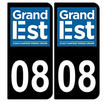 Supstick 2 Stickers Autocollants Plaques Immatriculation Auto Dept 08 Grand Est Noir Angles Arrondis