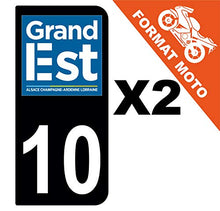 Supstick 2 Stickers Autocollants Plaques Immatriculation Moto Dept 10 Grand Est Noir 2 Angles Arrondis