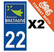 Supstick 2 Stickers Autocollants Plaques Immatriculation Moto Dept 22 Bretagne Bleu Foncé Angles Carrés