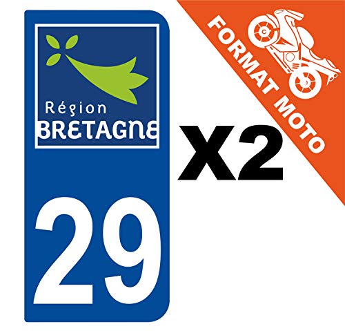 Supstick 2 Stickers Autocollants Plaques Immatriculation Moto Dept 29 Bretagne Bleu Foncé 2 Angles Arrondis