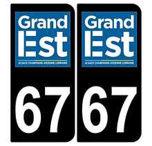 Supstick 2 Stickers Autocollants Plaques Immatriculation Auto Dept 67 Grand est Noir Angles Arrondis