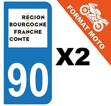 supstick 2 Stickers Autocollant Plaque IMMATRICULATION Moto DEPT 90 Bourgogne-Franche-Comté - supstick.fr