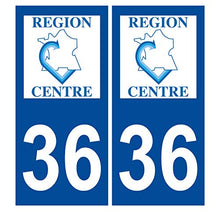 Supstick 2 Stickers Autocollants Plaques Immatriculation Auto Dept 36 Centre Bleu Foncé Angles Carrés