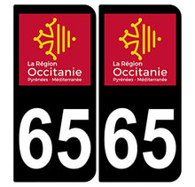 Supstick 2 Stickers Autocollants Plaques Immatriculation Auto Dept 65 Occitanie Noir Angles Arrondis