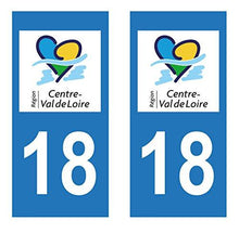 supstick 2 STICKERS AUTOCOLLANT PLAQUE IMMATRICULATION DEPT 18 region Centre-Val de Loire format rectangulaire - supstick.fr
