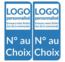 Supstick 2 Stickers Autocollants Plaques Immatriculation personnalisé Auto Bleu Arrondi