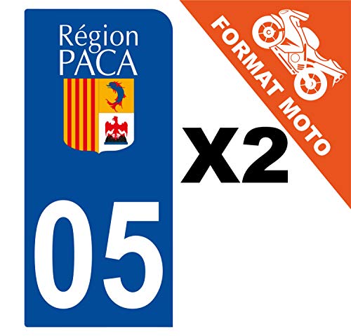 Supstick 2 Stickers Autocollants Plaques Immatriculation Moto Dept 05 Paca Bleu Foncé 1 Angle Arrondi