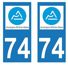supstick 2 STICKERS AUTOCOLLANT PLAQUE IMMATRICULATION DEPT 74 Auvergne-Rhône-Alpes format rectangulaire - supstick.fr