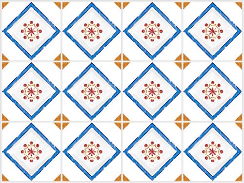 Planche de 12 Adhésif Carrelage - décoration de carreaux - 36 pièces plastifié en mat - mosaïque blanc - format 10x10cm par pièce